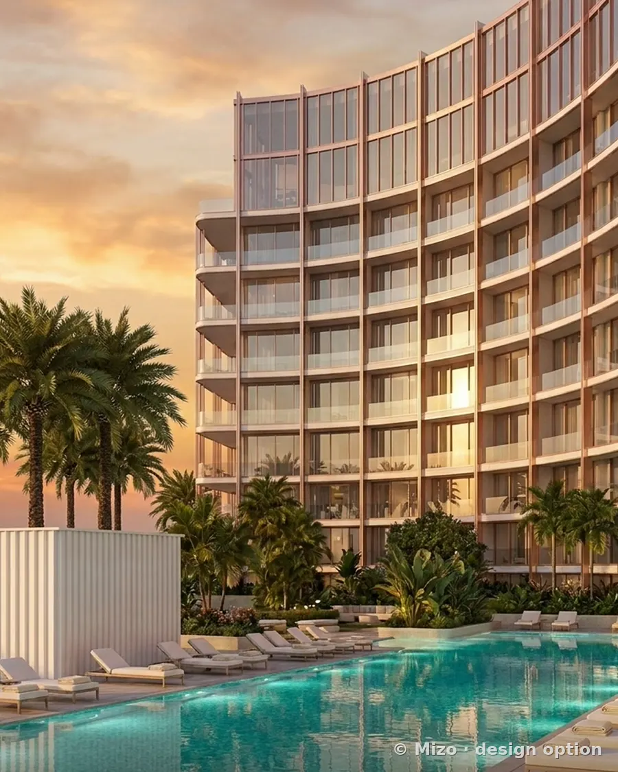 Design option render: Deck infinity pool and cabanas