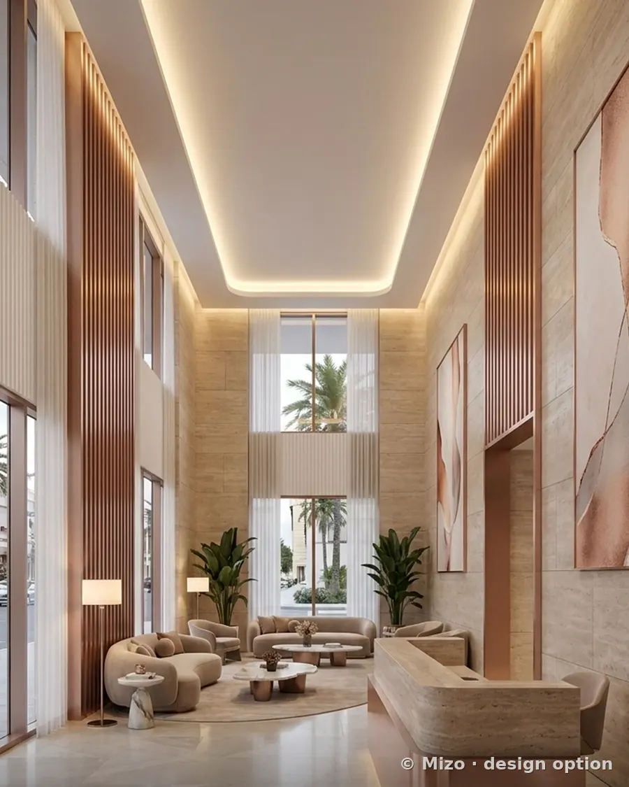 Design option render: Double-height residents' lobby