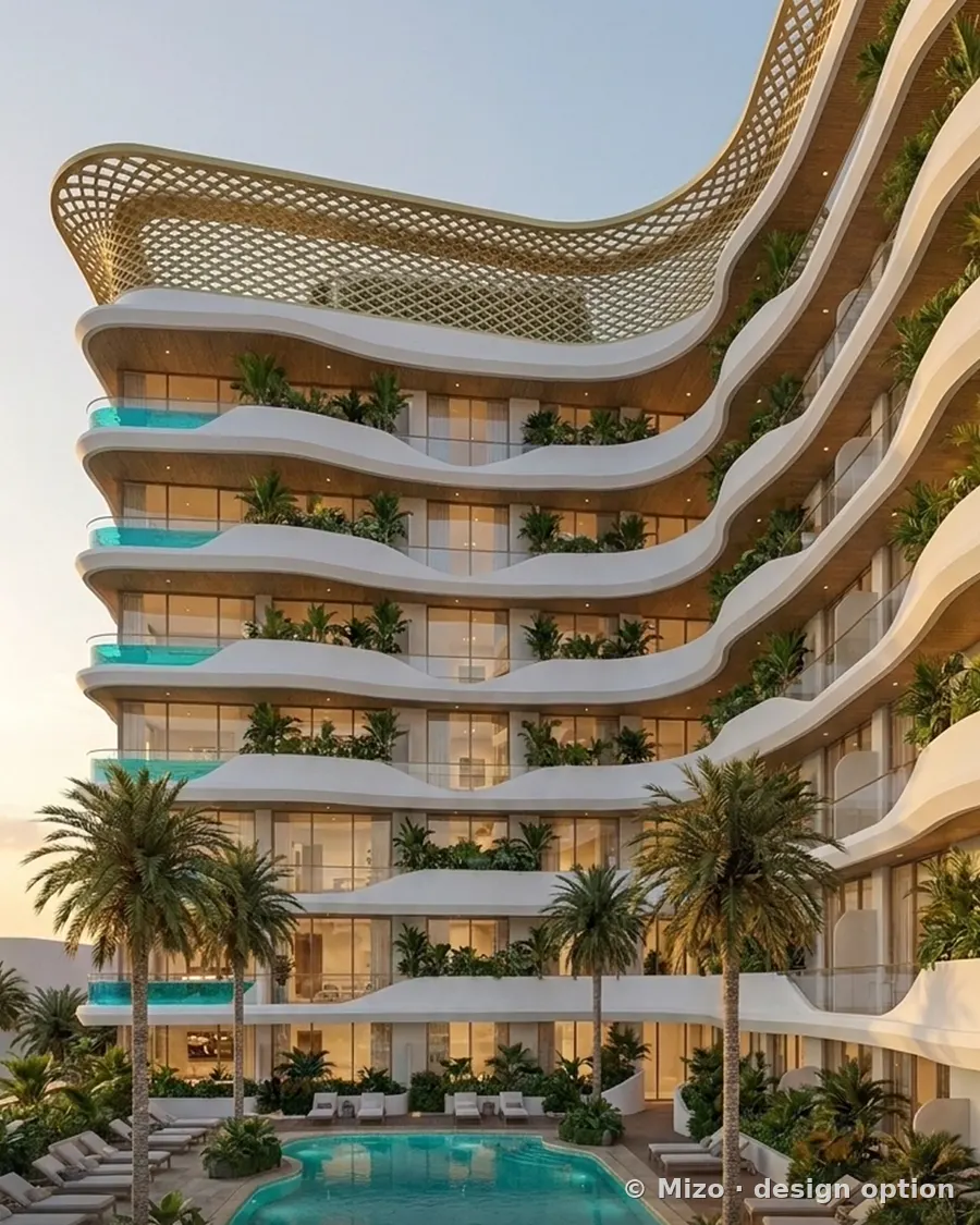 Design option render: Private sky pools on every corner