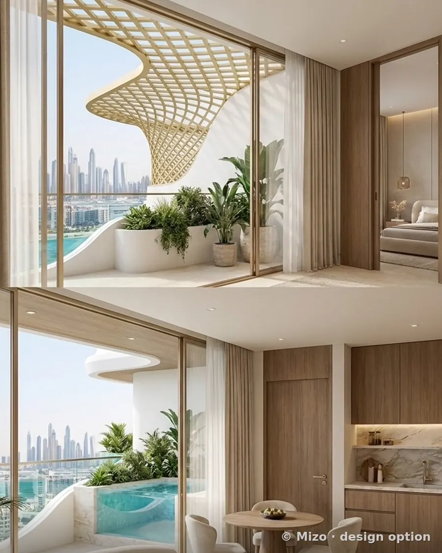Design option render: Studio with a garden balcony