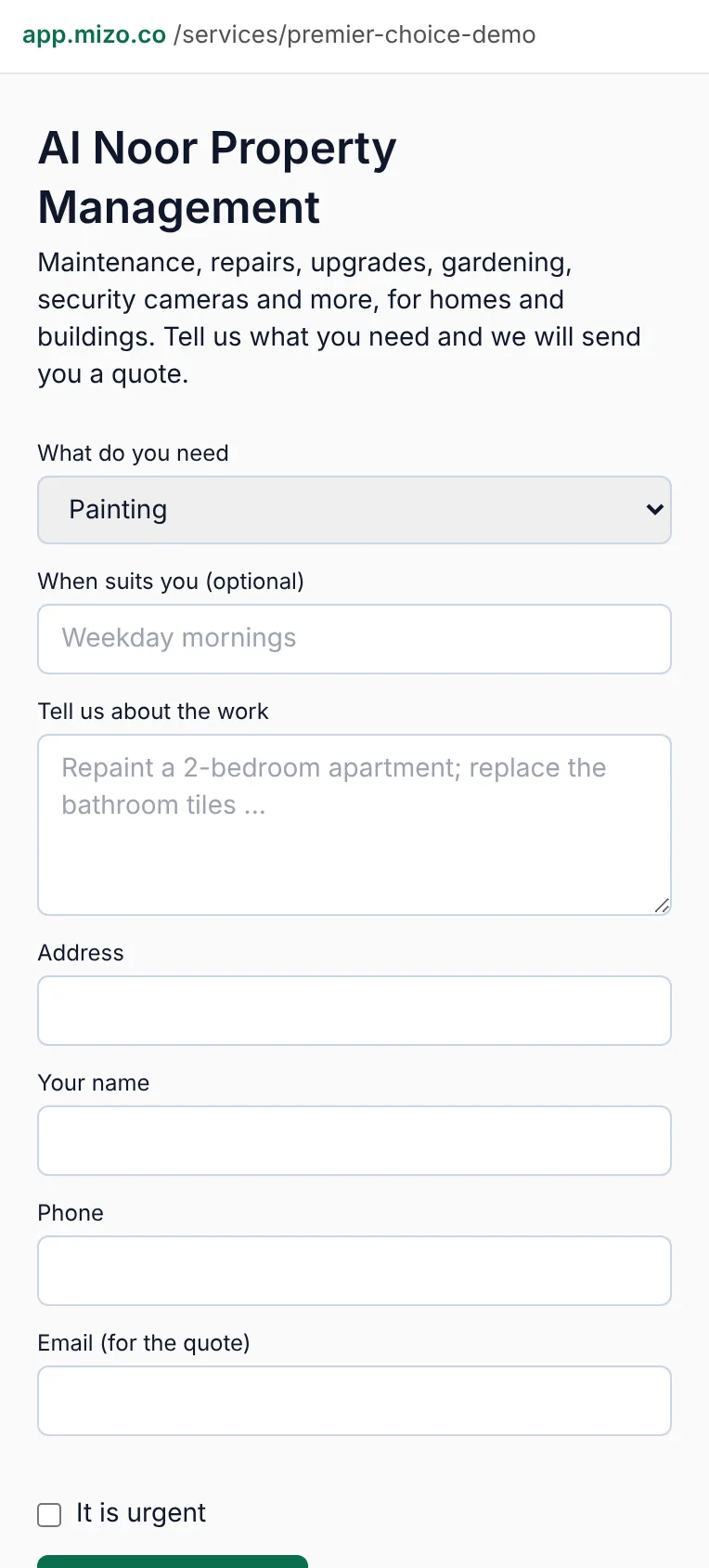 Your own request page: your name, your words, your address.